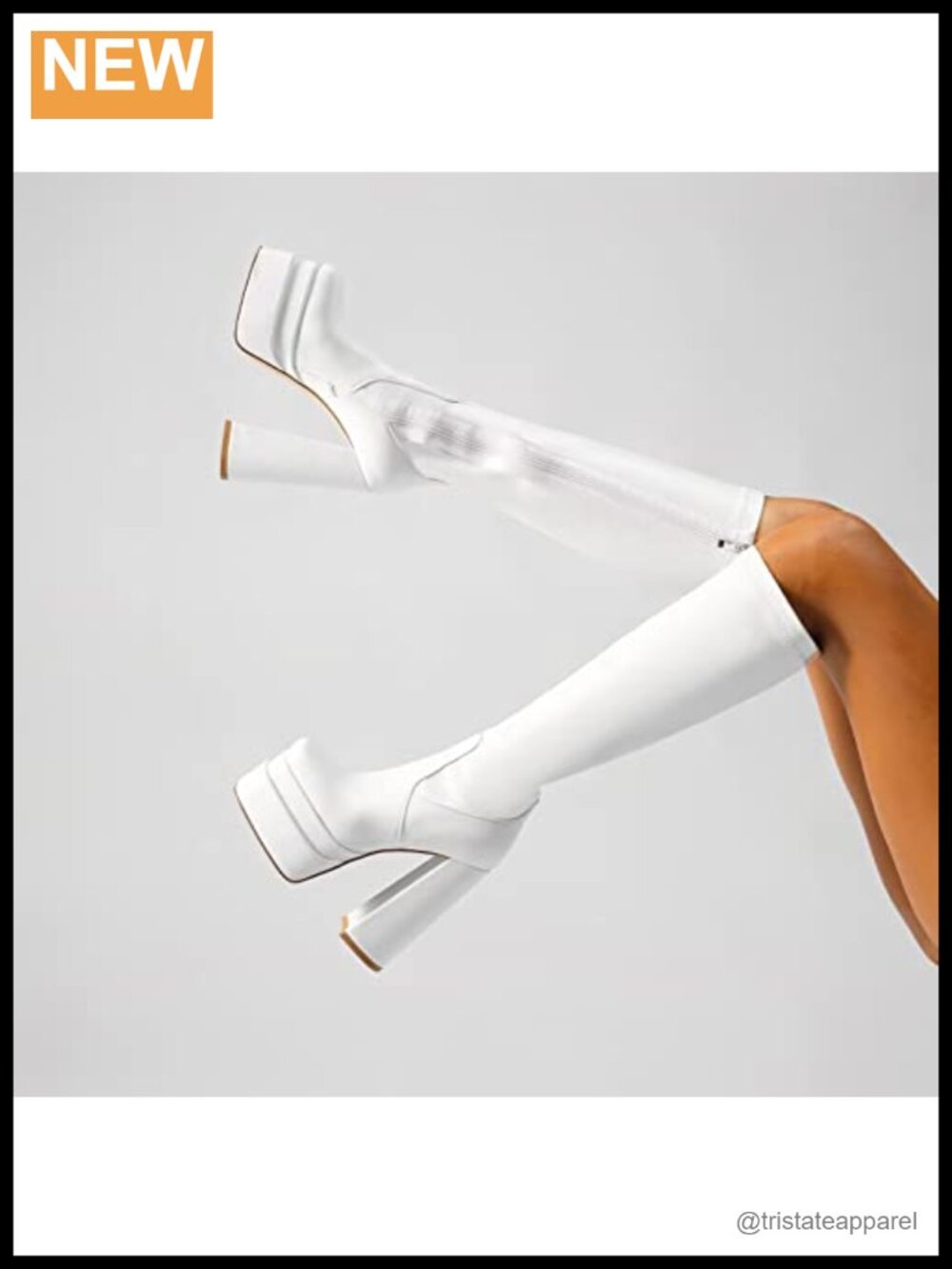 Platform Knee High Boots Faux Leather Block Heel Zip Up Cosplay - Picture 2 of 6